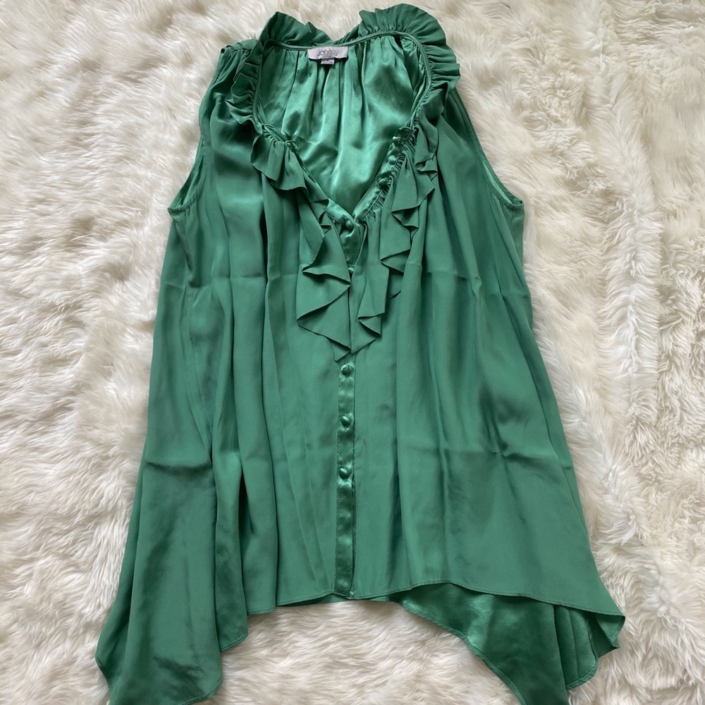 Anthropologie Jonesy silk green tank